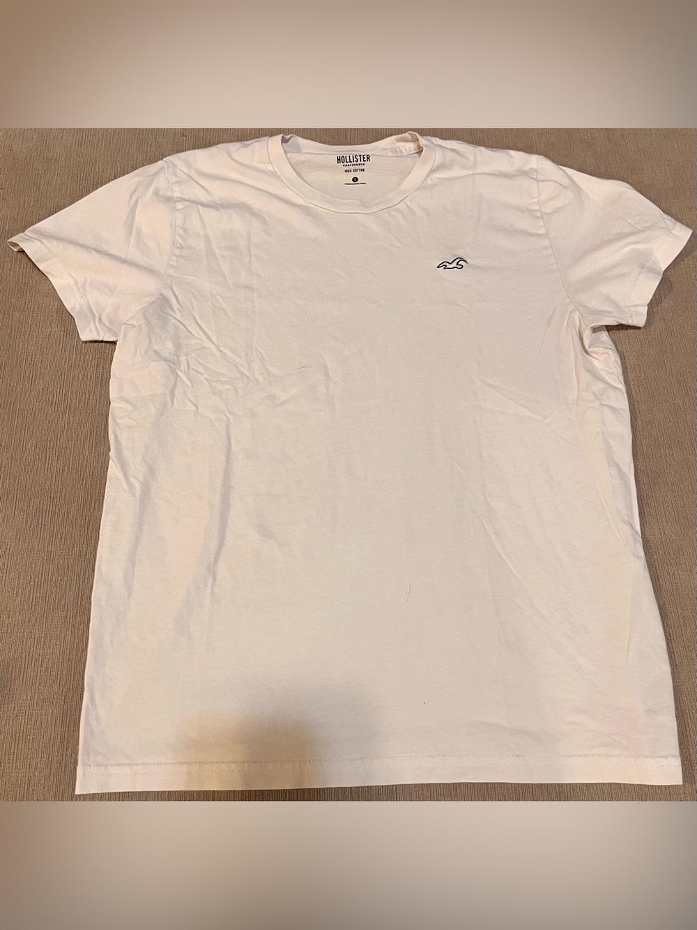 Hollister White Crewneck Tee with Navy Logo
